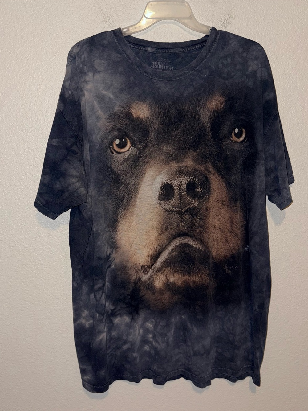 The Mountain Rottweiler Graphic Tee 3XL Men’s Gray Tie Dye Dog T-Shirt Cotton